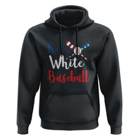Funny Red White Baseball Hoodie 4th Of July Bat Ball American Flag - Wonder Print Shop