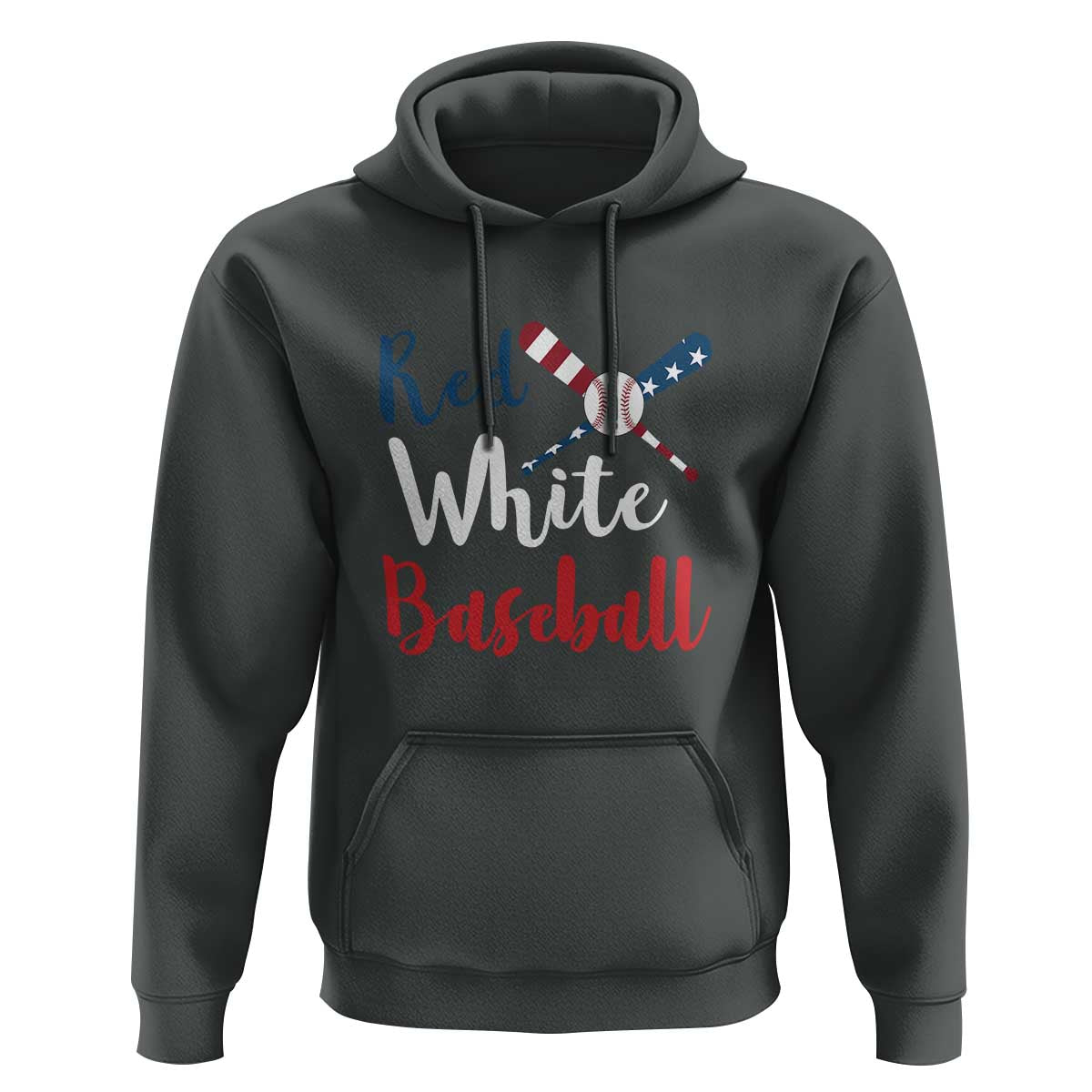 Funny Red White Baseball Hoodie 4th Of July Bat Ball American Flag - Wonder Print Shop