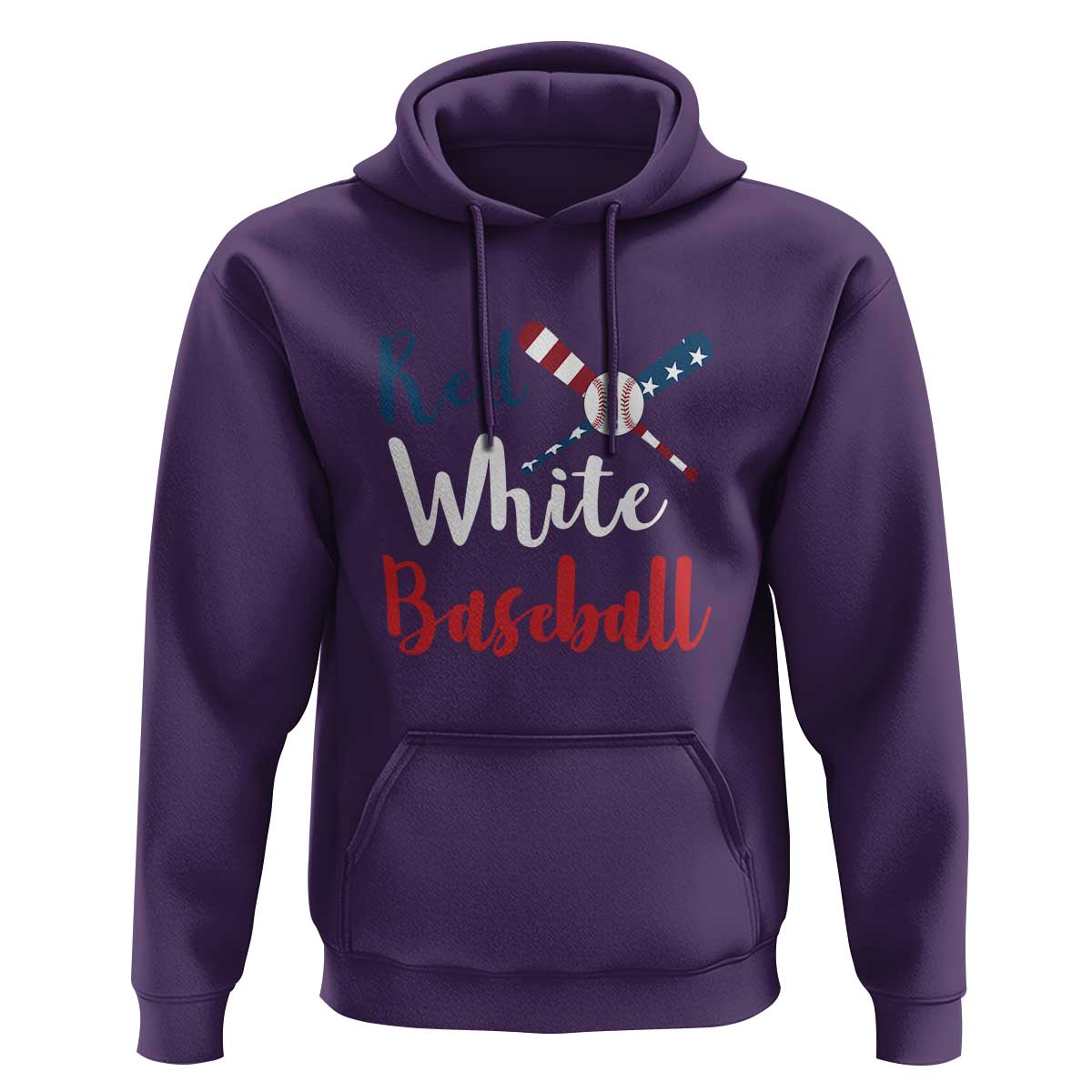 Funny Red White Baseball Hoodie 4th Of July Bat Ball American Flag - Wonder Print Shop