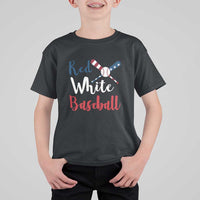 Funny Red White Baseball T Shirt For Kid 4th Of July Bat Ball American Flag - Wonder Print Shop