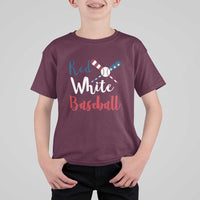 Funny Red White Baseball T Shirt For Kid 4th Of July Bat Ball American Flag - Wonder Print Shop