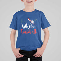 Funny Red White Baseball T Shirt For Kid 4th Of July Bat Ball American Flag - Wonder Print Shop