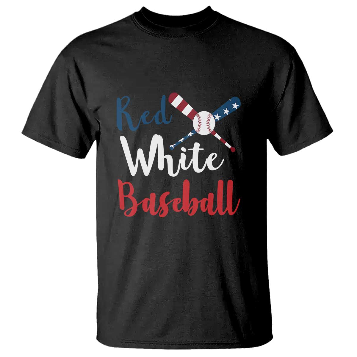 Funny Red White Baseball T Shirt 4th Of July Bat Ball American Flag - Wonder Print Shop