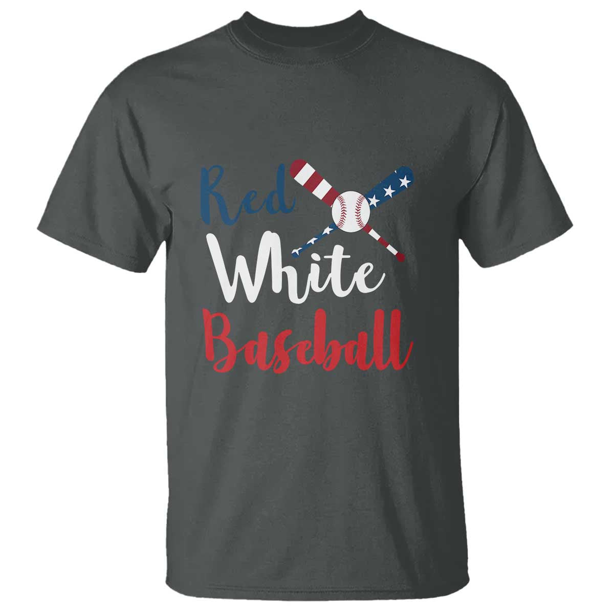 Funny Red White Baseball T Shirt 4th Of July Bat Ball American Flag - Wonder Print Shop