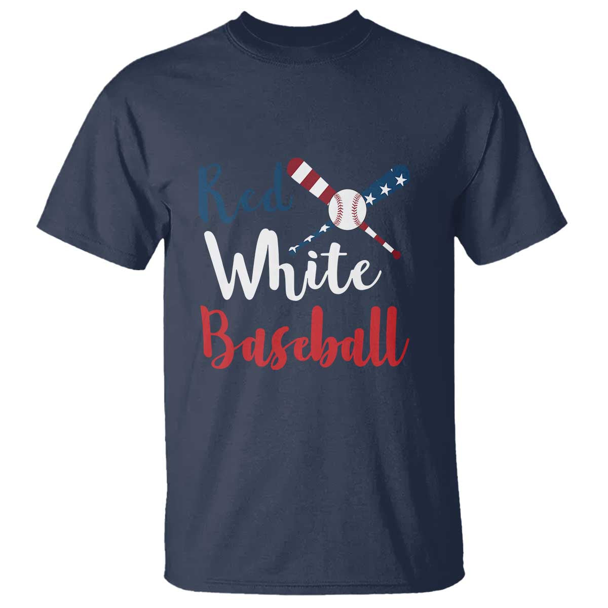 Funny Red White Baseball T Shirt 4th Of July Bat Ball American Flag - Wonder Print Shop