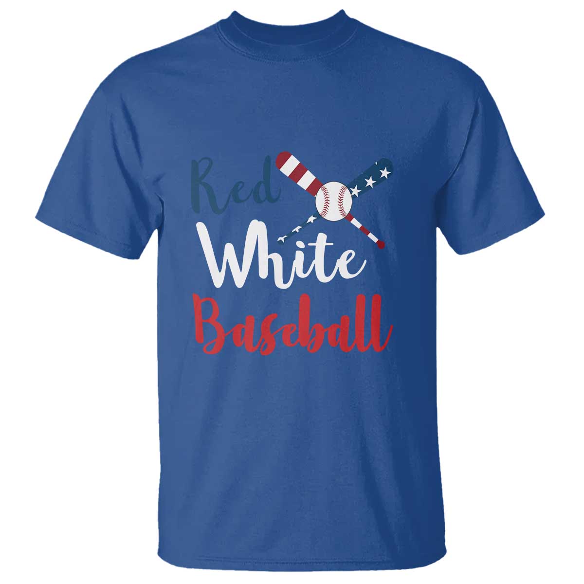 Funny Red White Baseball T Shirt 4th Of July Bat Ball American Flag - Wonder Print Shop