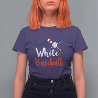 Funny Red White Baseball T Shirt For Women 4th Of July Bat Ball American Flag - Wonder Print Shop