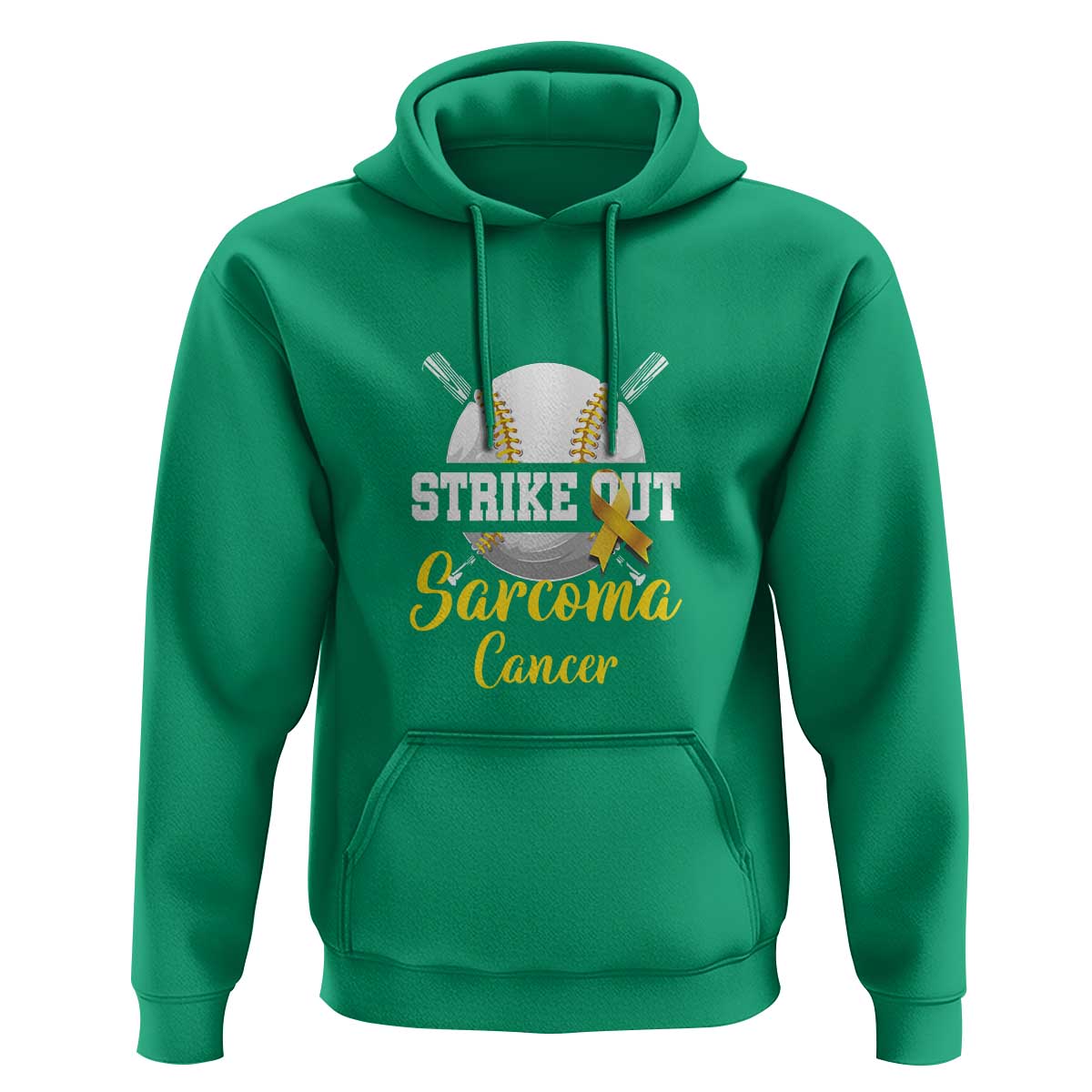 Strike Out Sarcoma Cancer Hoodie Baseball Fight Awareness Yellow Ribbon - Wonder Print Shop