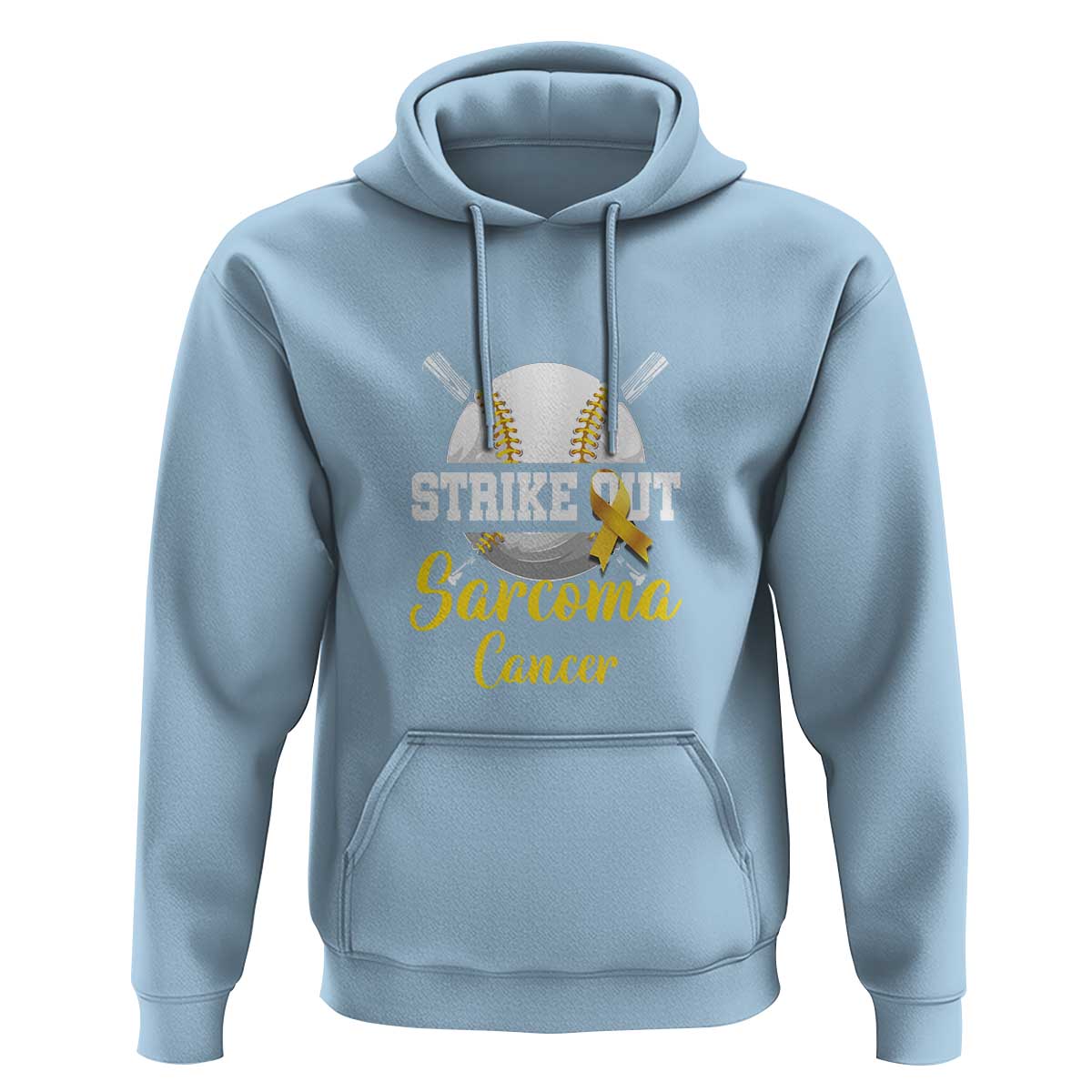 Strike Out Sarcoma Cancer Hoodie Baseball Fight Awareness Yellow Ribbon - Wonder Print Shop