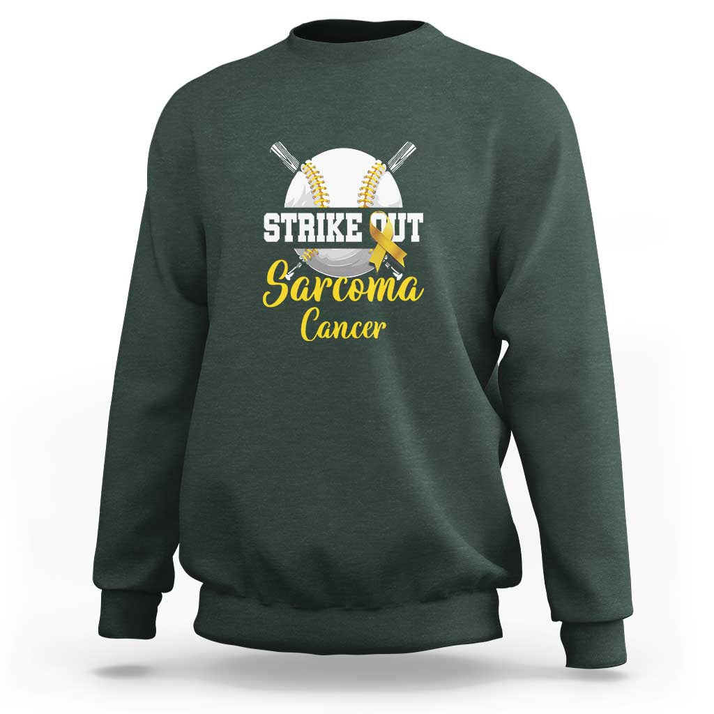 Strike Out Sarcoma Cancer Sweatshirt Baseball Fight Awareness Yellow Ribbon - Wonder Print Shop