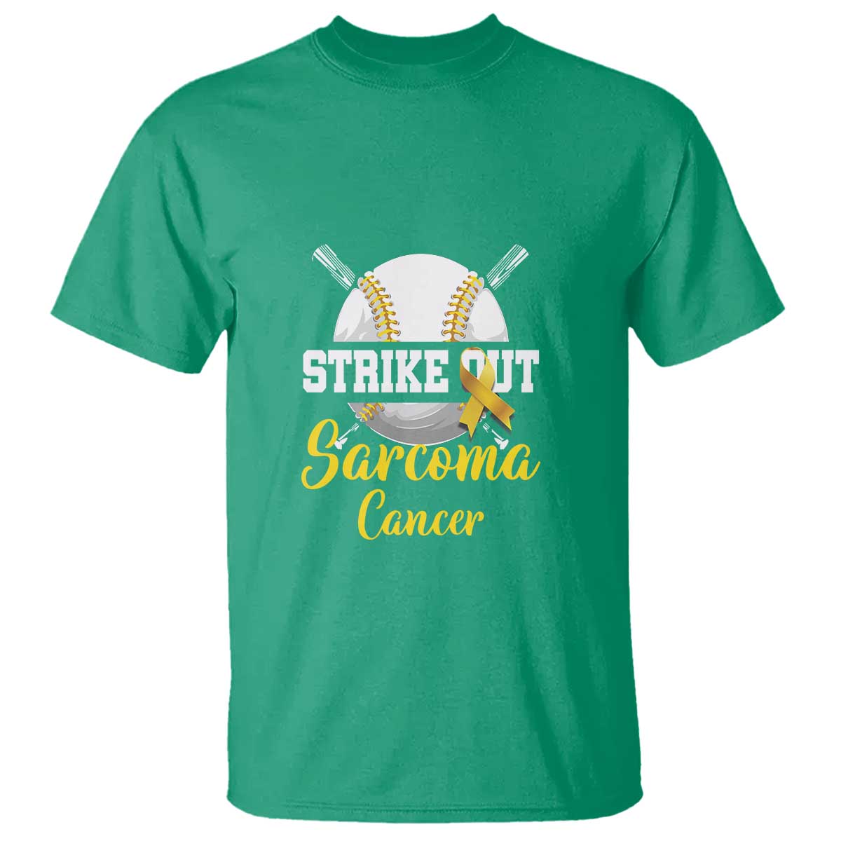 Strike Out Sarcoma Cancer T Shirt Baseball Fight Awareness Yellow Ribbon - Wonder Print Shop