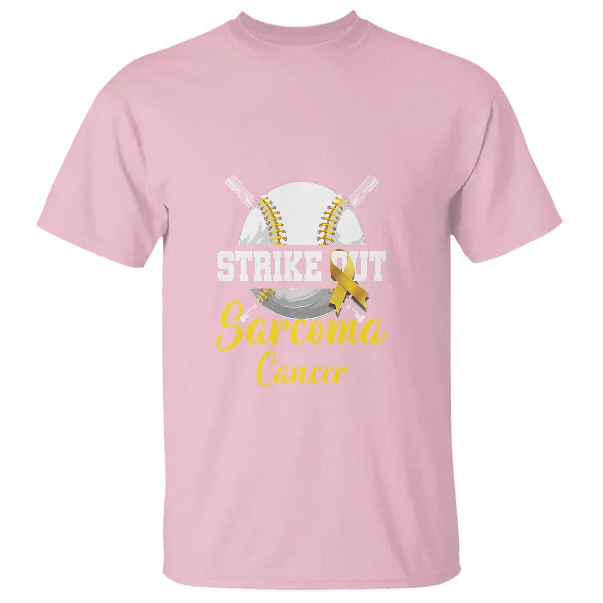 Strike Out Sarcoma Cancer T Shirt Baseball Fight Awareness Yellow Ribbon - Wonder Print Shop