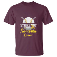 Strike Out Sarcoma Cancer T Shirt Baseball Fight Awareness Yellow Ribbon - Wonder Print Shop
