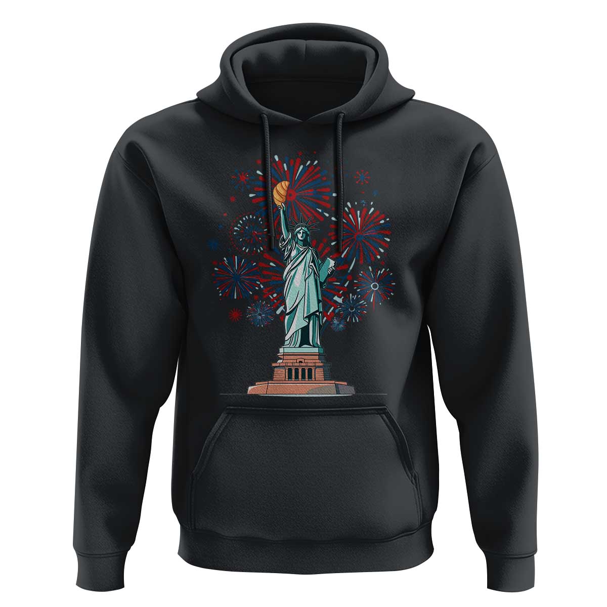 Funny America France Heritage Month Hoodie Statue of Liberty With Croissant - Wonder Print Shop
