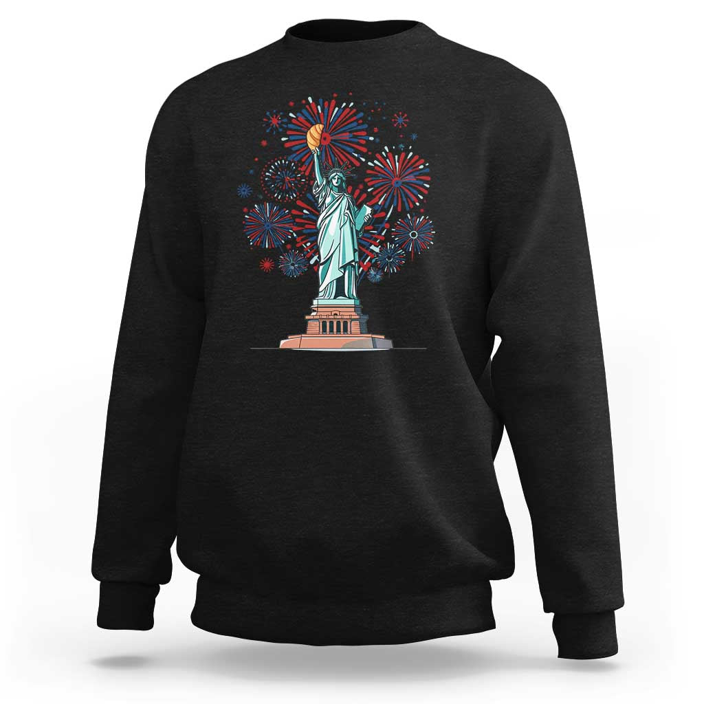 Funny America France Heritage Month Sweatshirt Statue of Liberty With Croissant - Wonder Print Shop