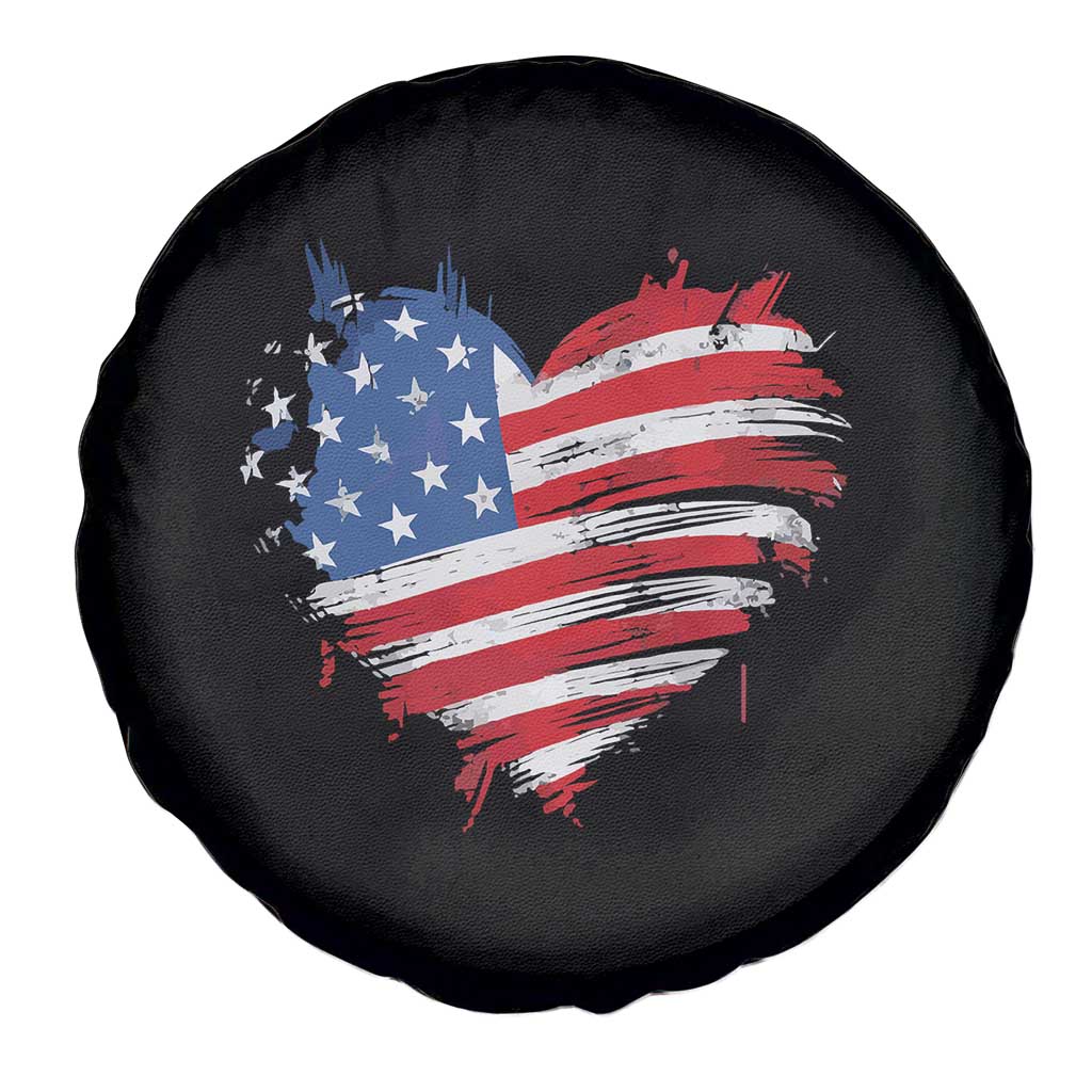4th of July American Flag Heart USA Patriotic Spare Tire Cover Star Stripes - Wonder Print Shop