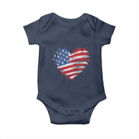 4th of July American Flag Heart USA Patriotic Baby Onesie Star Stripes - Wonder Print Shop