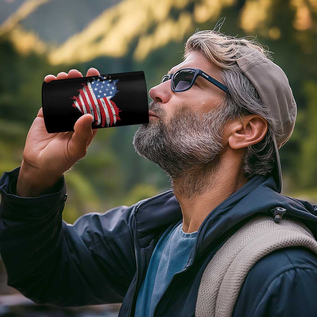 4th of July American Flag Heart USA Patriotic 4 in 1 Can Cooler Tumbler Star Stripes - Wonder Print Shop
