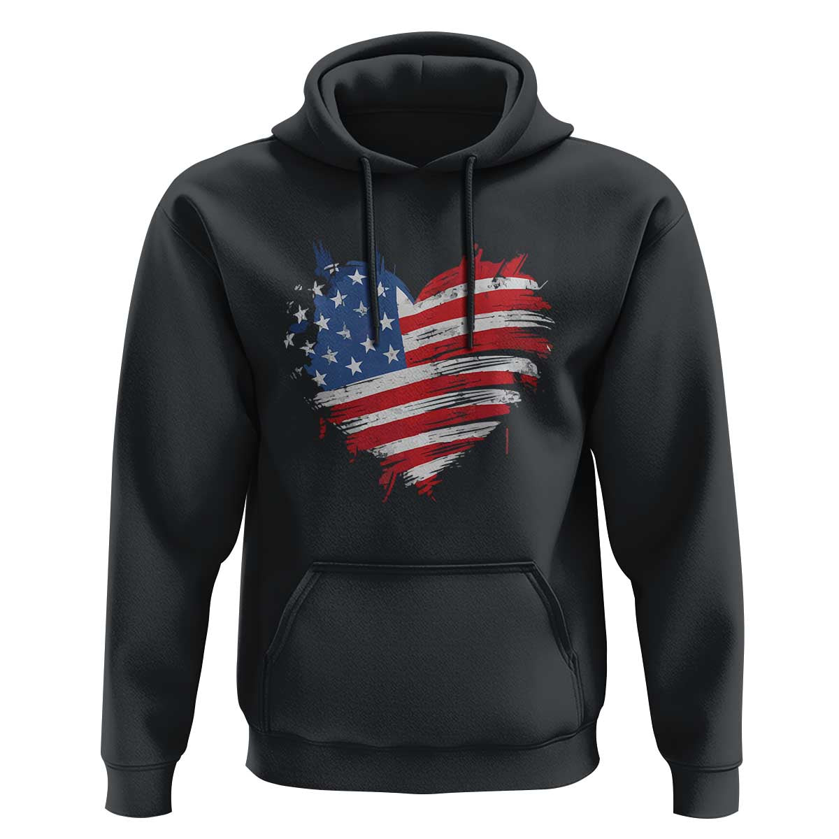 4th of July American Flag Heart USA Patriotic Hoodie Star Stripes - Wonder Print Shop