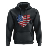 4th of July American Flag Heart USA Patriotic Hoodie Star Stripes - Wonder Print Shop