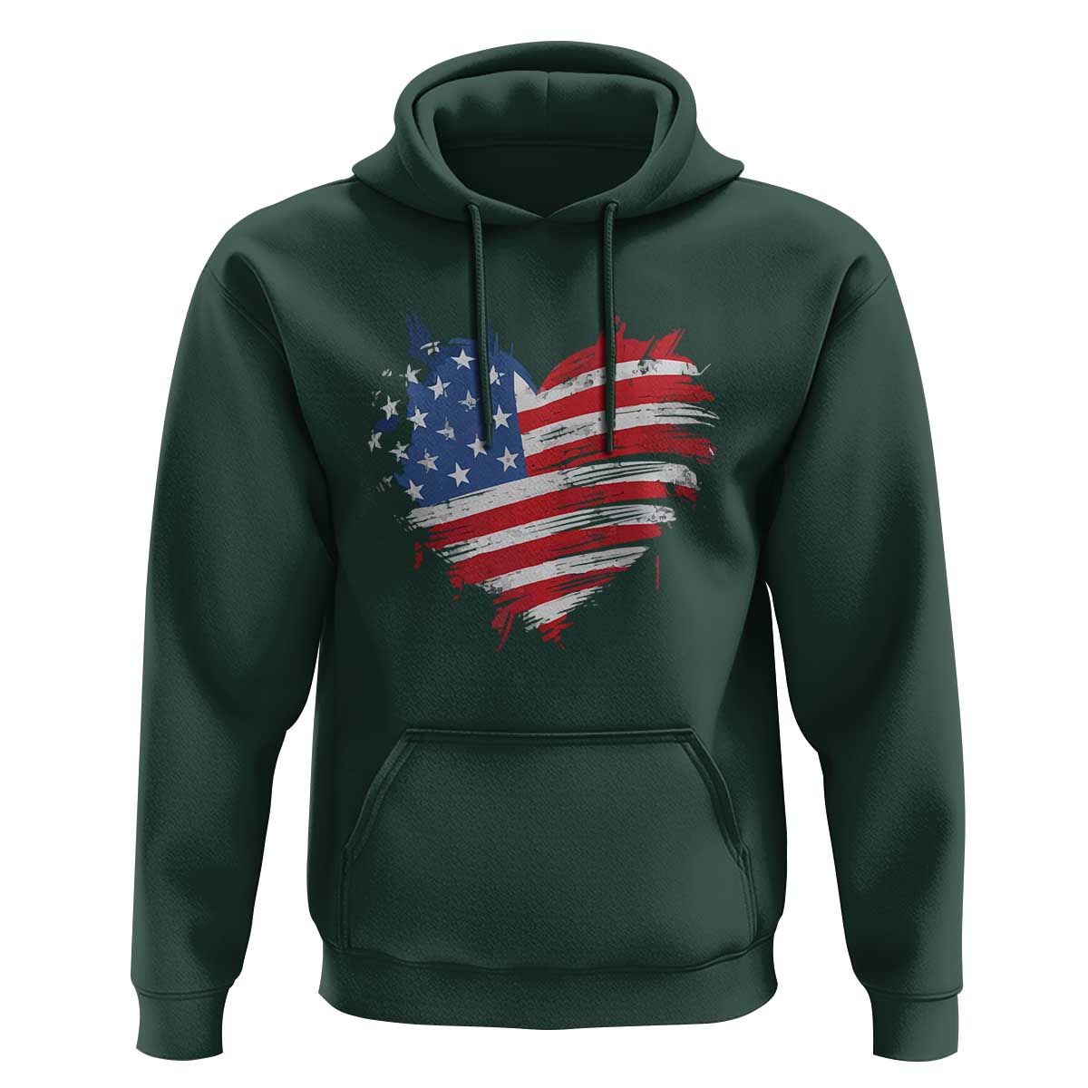 4th of July American Flag Heart USA Patriotic Hoodie Star Stripes - Wonder Print Shop