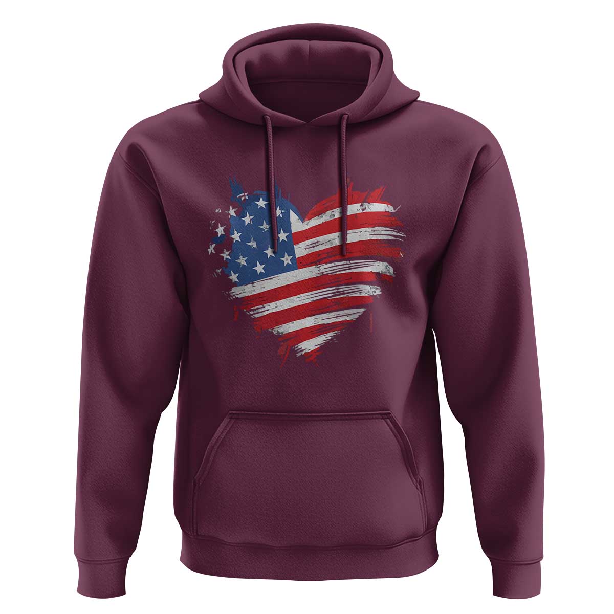 4th of July American Flag Heart USA Patriotic Hoodie Star Stripes - Wonder Print Shop