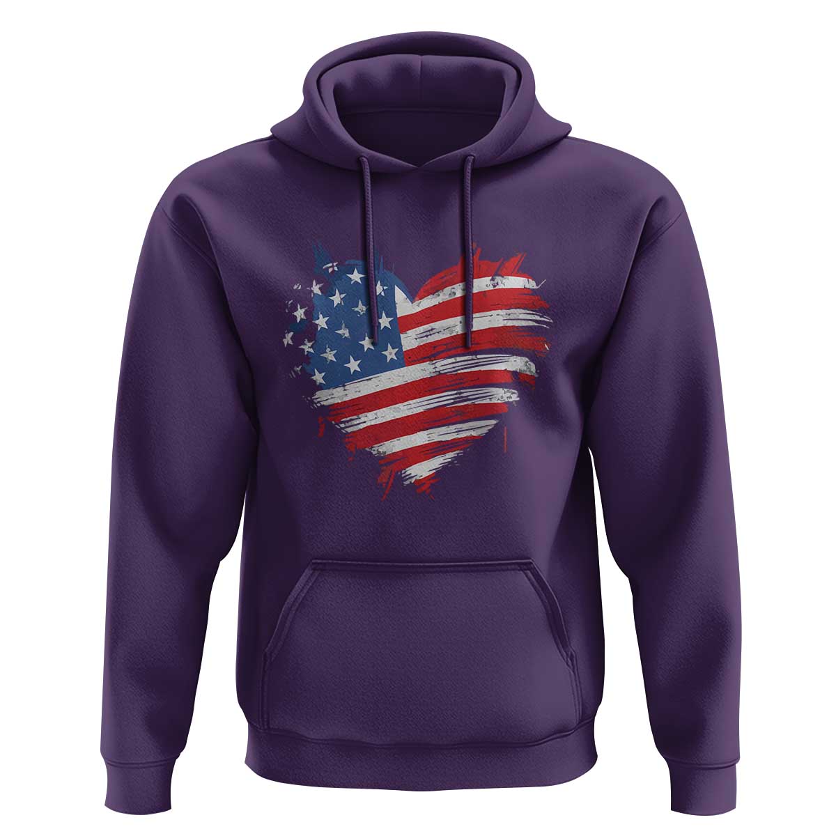 4th of July American Flag Heart USA Patriotic Hoodie Star Stripes - Wonder Print Shop