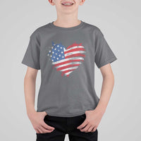 4th of July American Flag Heart USA Patriotic T Shirt For Kid Star Stripes - Wonder Print Shop
