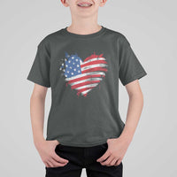 4th of July American Flag Heart USA Patriotic T Shirt For Kid Star Stripes - Wonder Print Shop