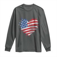 4th of July American Flag Heart USA Patriotic Long Sleeve Shirt Star Stripes - Wonder Print Shop