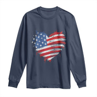 4th of July American Flag Heart USA Patriotic Long Sleeve Shirt Star Stripes - Wonder Print Shop