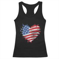 4th of July American Flag Heart USA Patriotic Racerback Tank Top Star Stripes - Wonder Print Shop