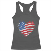 4th of July American Flag Heart USA Patriotic Racerback Tank Top Star Stripes - Wonder Print Shop