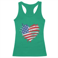 4th of July American Flag Heart USA Patriotic Racerback Tank Top Star Stripes - Wonder Print Shop
