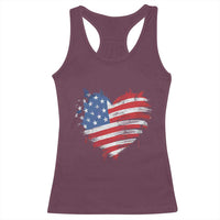 4th of July American Flag Heart USA Patriotic Racerback Tank Top Star Stripes - Wonder Print Shop