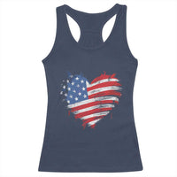 4th of July American Flag Heart USA Patriotic Racerback Tank Top Star Stripes - Wonder Print Shop
