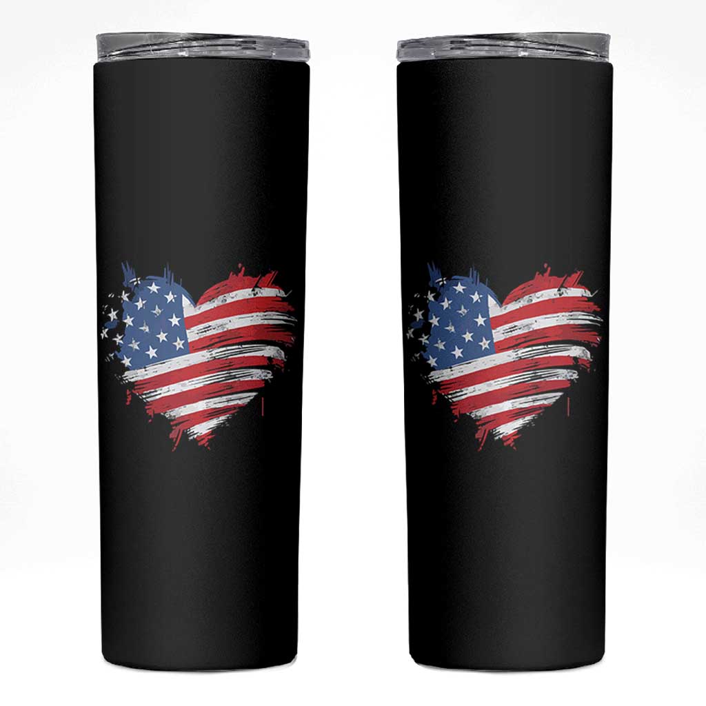 4th of July American Flag Heart USA Patriotic Skinny Tumbler Star Stripes - Wonder Print Shop
