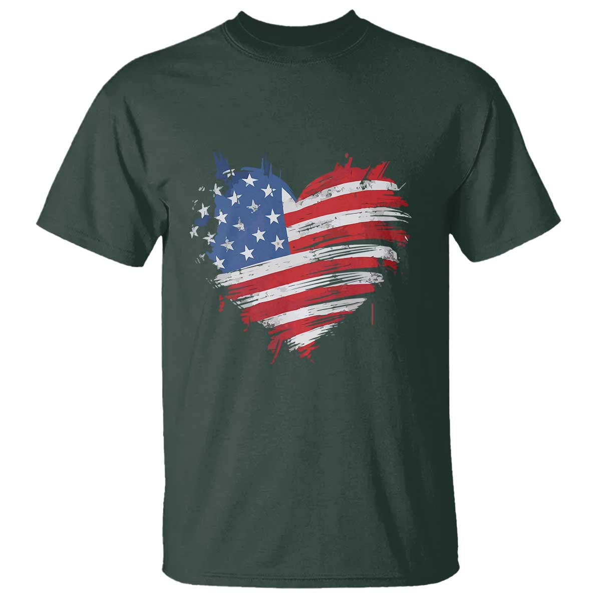 4th of July American Flag Heart USA Patriotic T Shirt Star Stripes - Wonder Print Shop