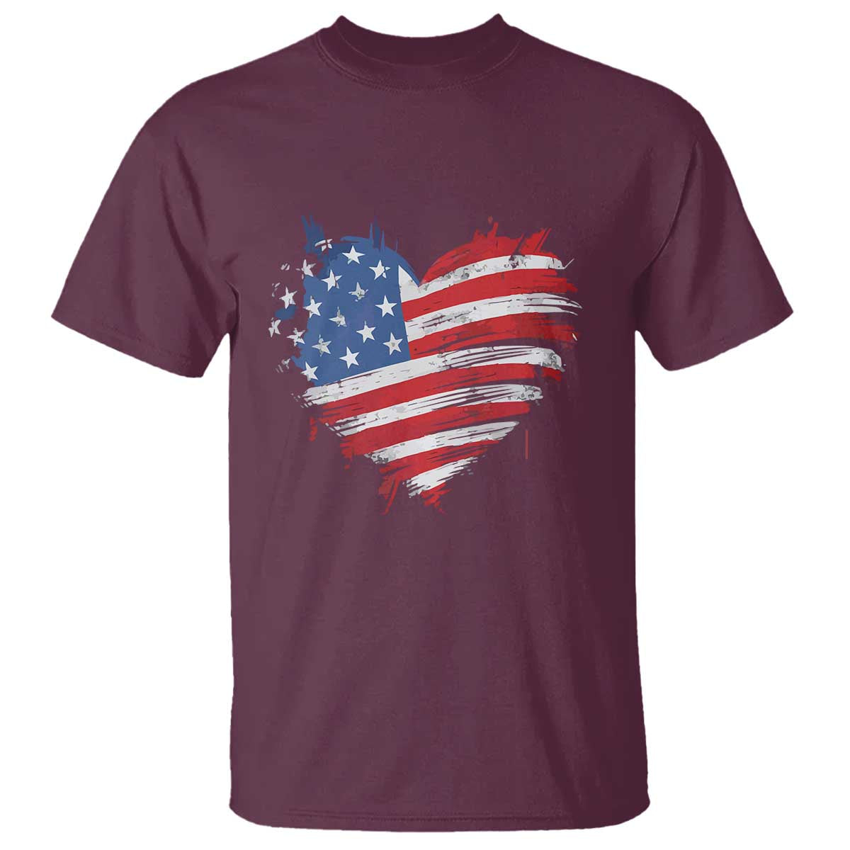 4th of July American Flag Heart USA Patriotic T Shirt Star Stripes - Wonder Print Shop