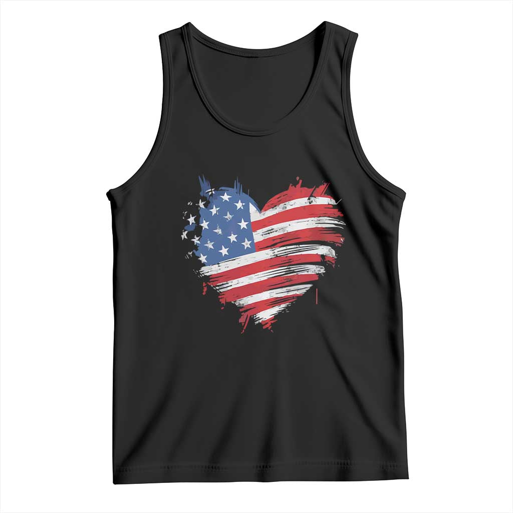 4th of July American Flag Heart USA Patriotic Tank Top Star Stripes - Wonder Print Shop