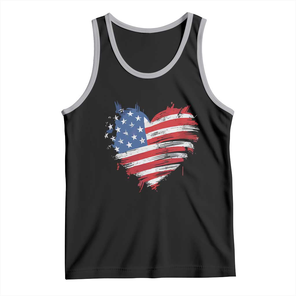 4th of July American Flag Heart USA Patriotic Tank Top Star Stripes - Wonder Print Shop