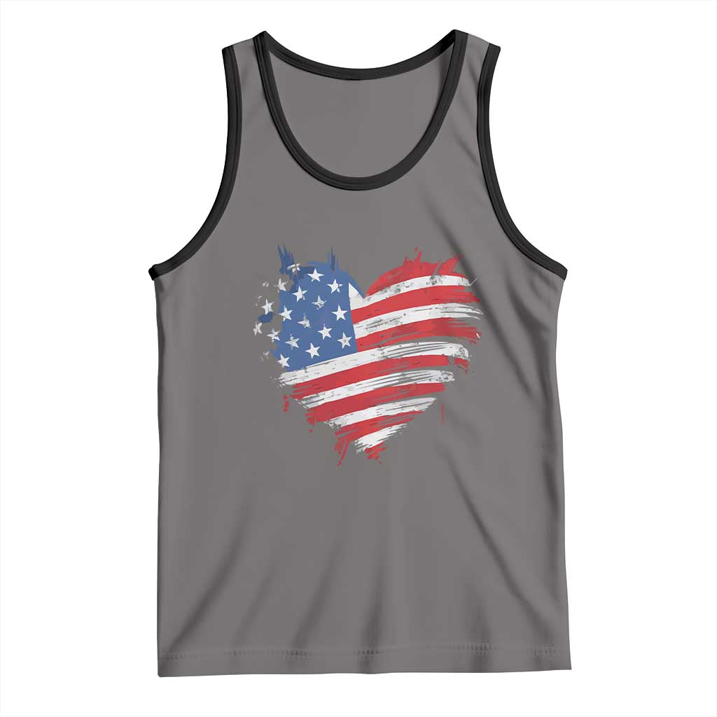 4th of July American Flag Heart USA Patriotic Tank Top Star Stripes - Wonder Print Shop
