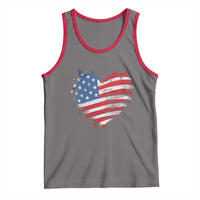 4th of July American Flag Heart USA Patriotic Tank Top Star Stripes - Wonder Print Shop