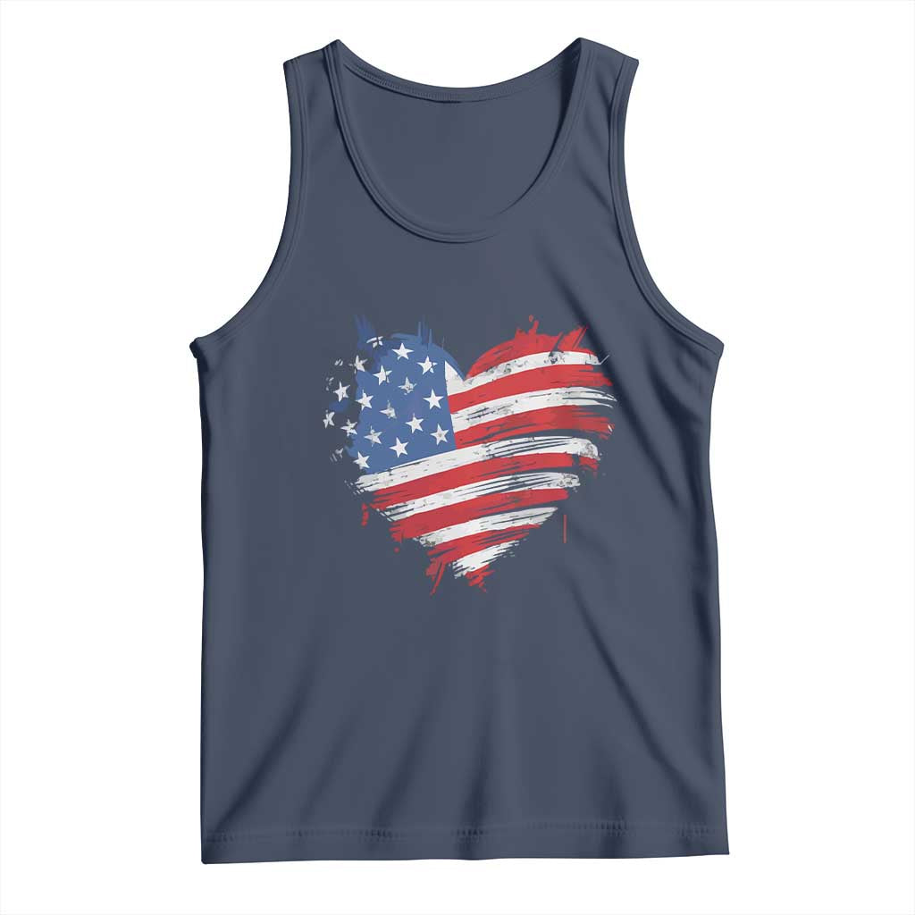 4th of July American Flag Heart USA Patriotic Tank Top Star Stripes - Wonder Print Shop