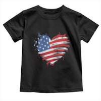 4th of July American Flag Heart USA Patriotic Toddler T Shirt Star Stripes - Wonder Print Shop