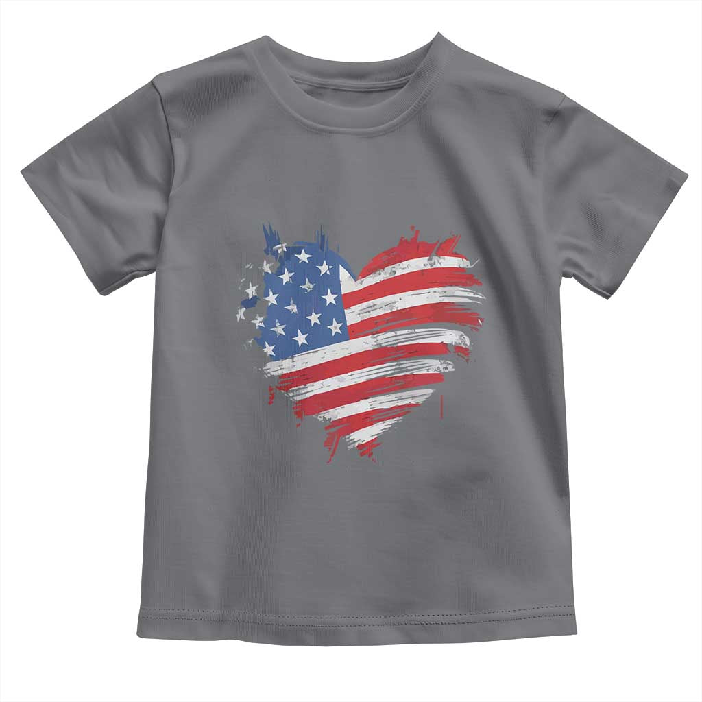 4th of July American Flag Heart USA Patriotic Toddler T Shirt Star Stripes - Wonder Print Shop