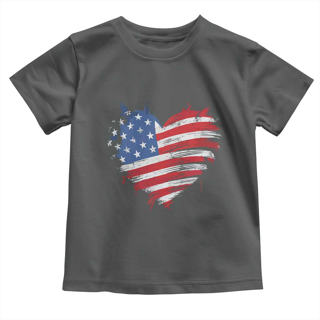 4th of July American Flag Heart USA Patriotic Toddler T Shirt Star Stripes - Wonder Print Shop