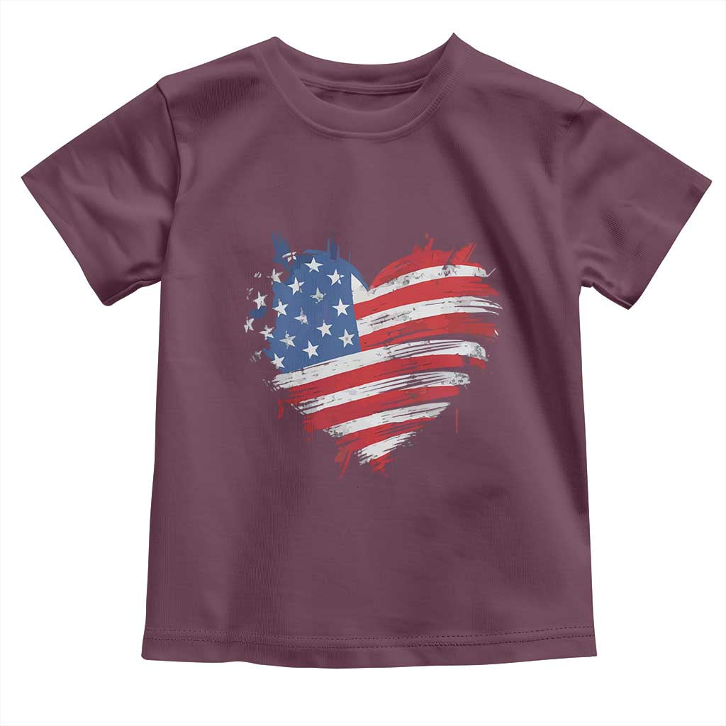4th of July American Flag Heart USA Patriotic Toddler T Shirt Star Stripes - Wonder Print Shop