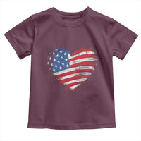 4th of July American Flag Heart USA Patriotic Toddler T Shirt Star Stripes - Wonder Print Shop