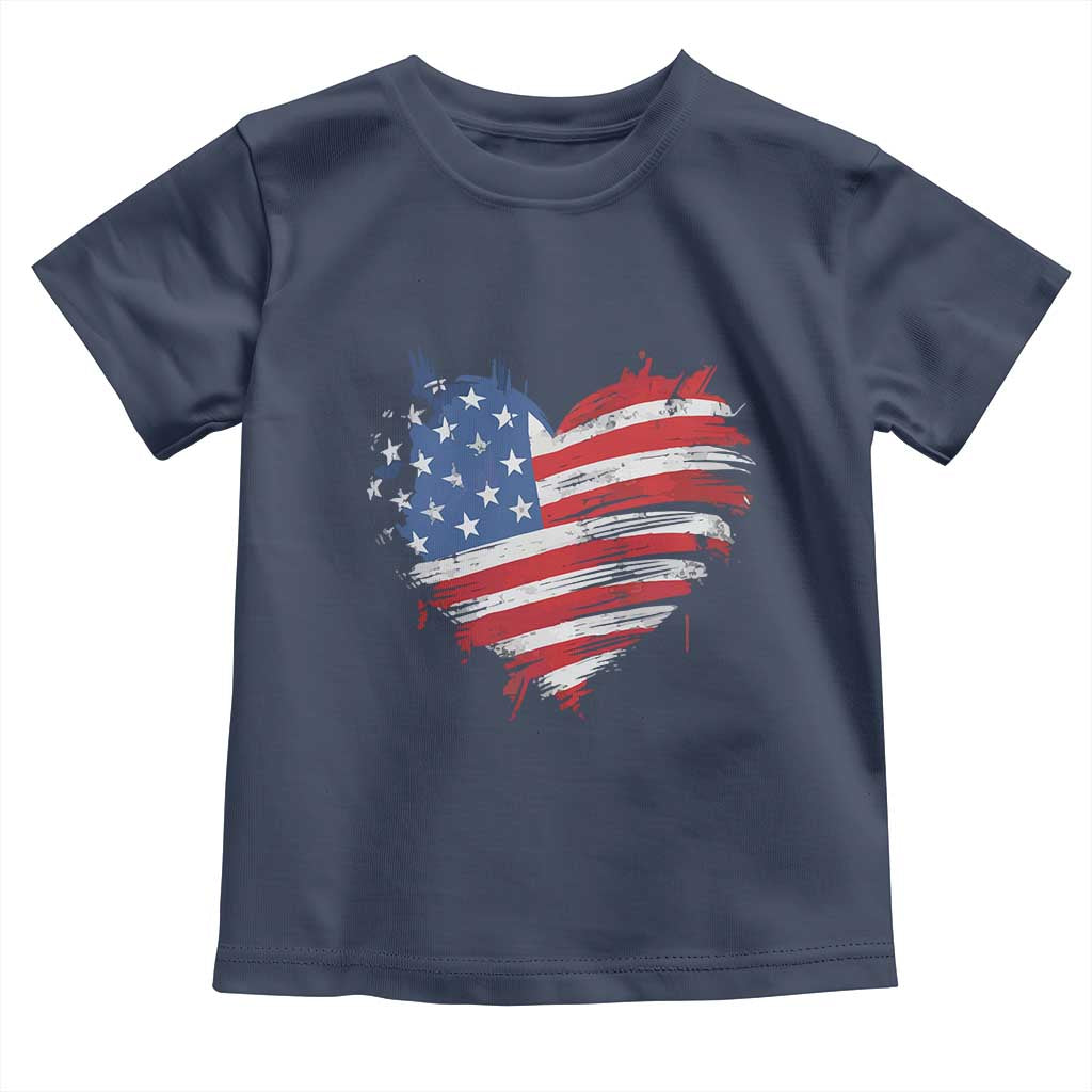 4th of July American Flag Heart USA Patriotic Toddler T Shirt Star Stripes - Wonder Print Shop